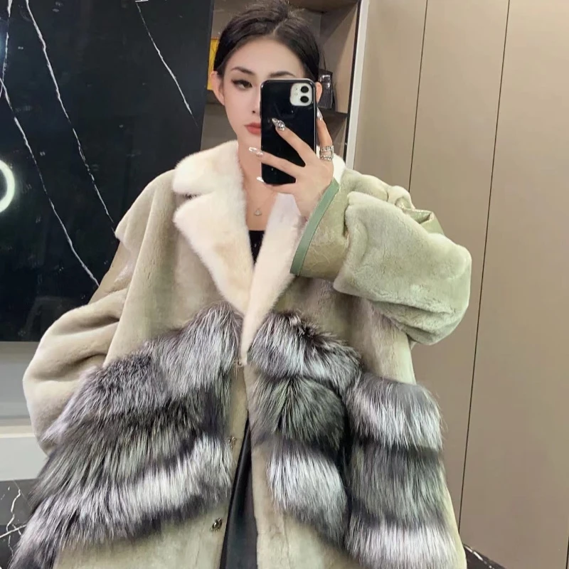 【DCP•Flagship store】83218 新款水貂毛狐狸毛皮毛一体外套