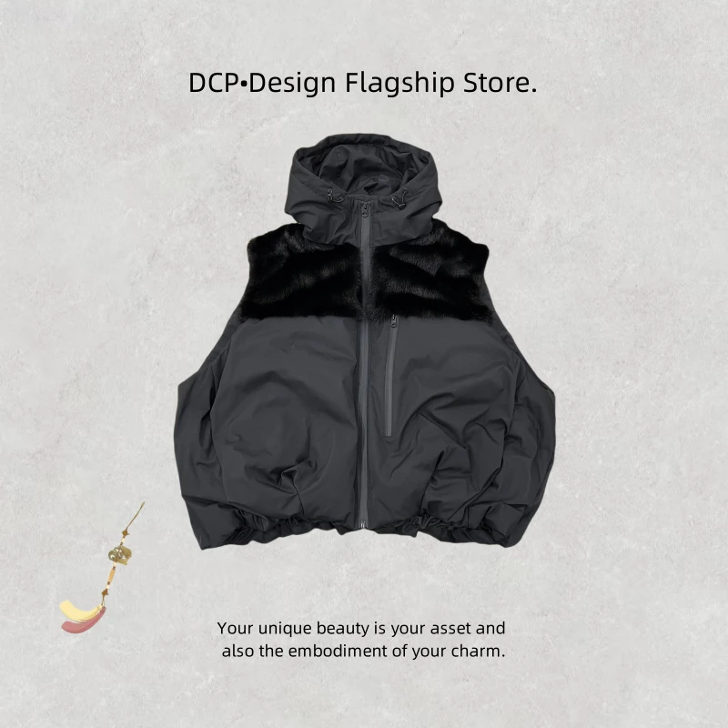 【CY】83812-E 2024新款时尚水貂鹅绒连帽马甲