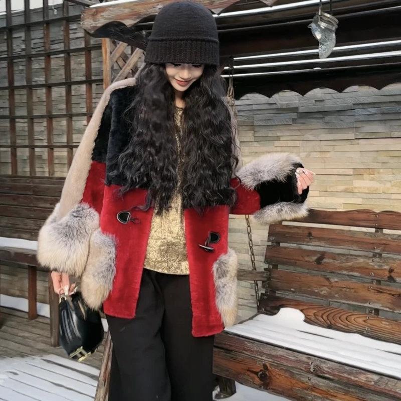 【DCP•Flagship store】82573-B 2024新款水貂狐狸毛皮毛一体外套