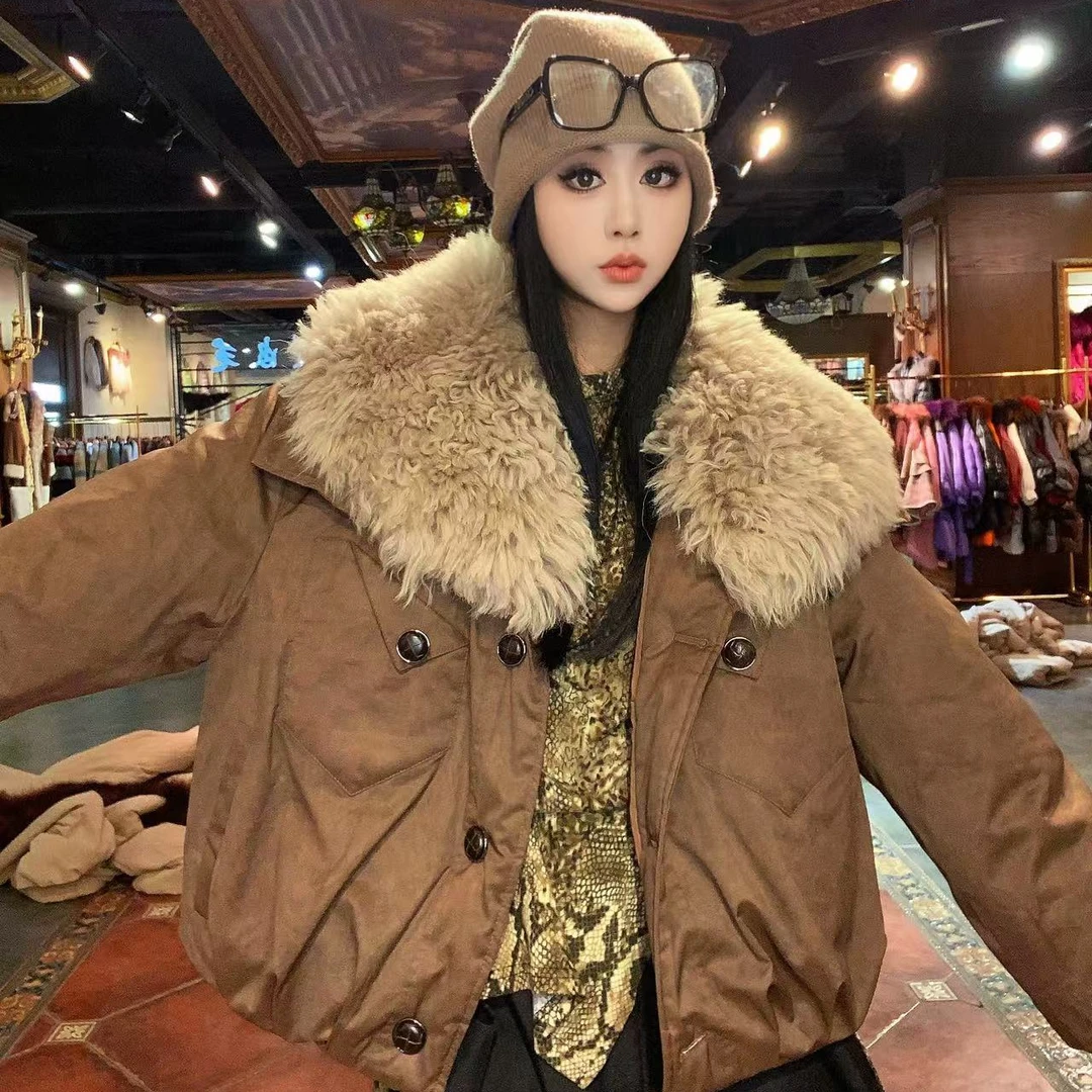 【CY】 85073-E  2024冬季新款时尚鹅绒服配皮毛一体外套