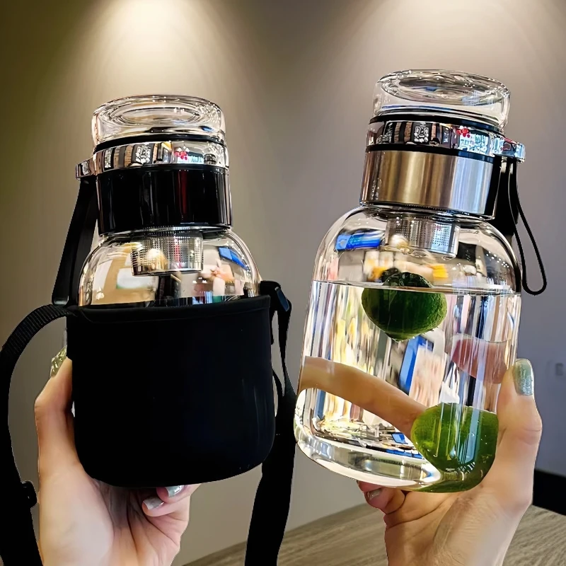 男款学生家用泡茶杯大容量高硼硅玻璃杯防漏简约便携高颜值水杯子