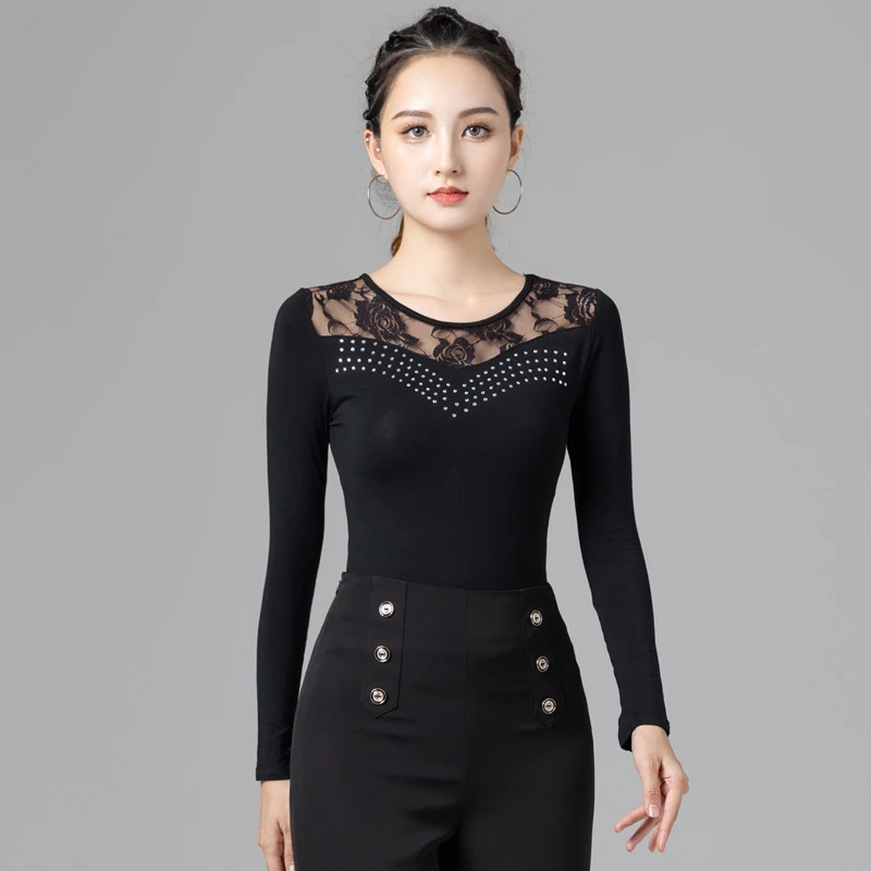 拉丁舞形体服上衣2025女成人新款高级摩登长袖舞蹈春季跳舞练功服