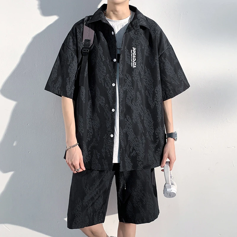 美式休闲薄款衬衣潮牌冰丝潮流日系衬衫夏季新款痞帅外套宽松短袖