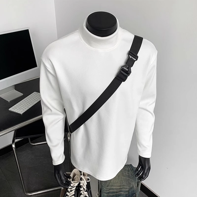 cleanfit白色高领德绒打底衫男秋冬季加绒小领口卫衣内搭长袖t恤