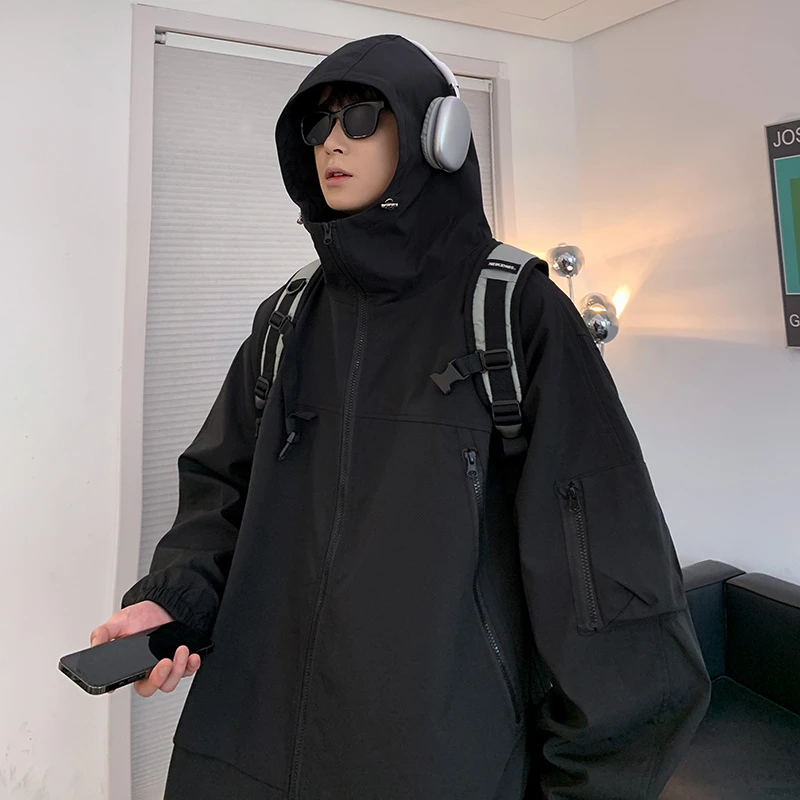 人生冲锋指南春秋机能防水冲锋外套男款夹克百搭连帽潮流工装外套