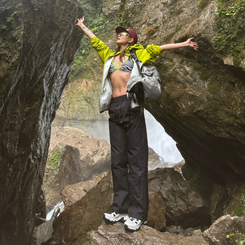 户外徒步登山裤子夏天男款冰丝速干伐木裤尼龙防水美式机能冲锋裤