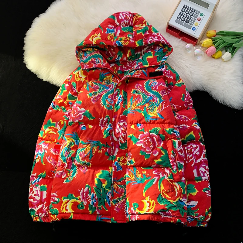 抗寒零下40度东北大花棉袄中国风棉服男冬季加厚国潮情侣棉衣外套