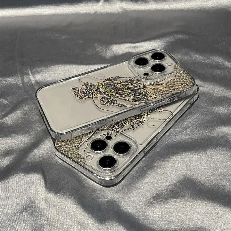 金色中国龙iphone15苹果手机壳14promax硅胶13pro全包12创意11xs