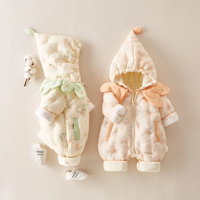 冬季新款时尚新品新生婴儿衣服秋冬季套装宝宝加厚连体衣羽绒衣幼