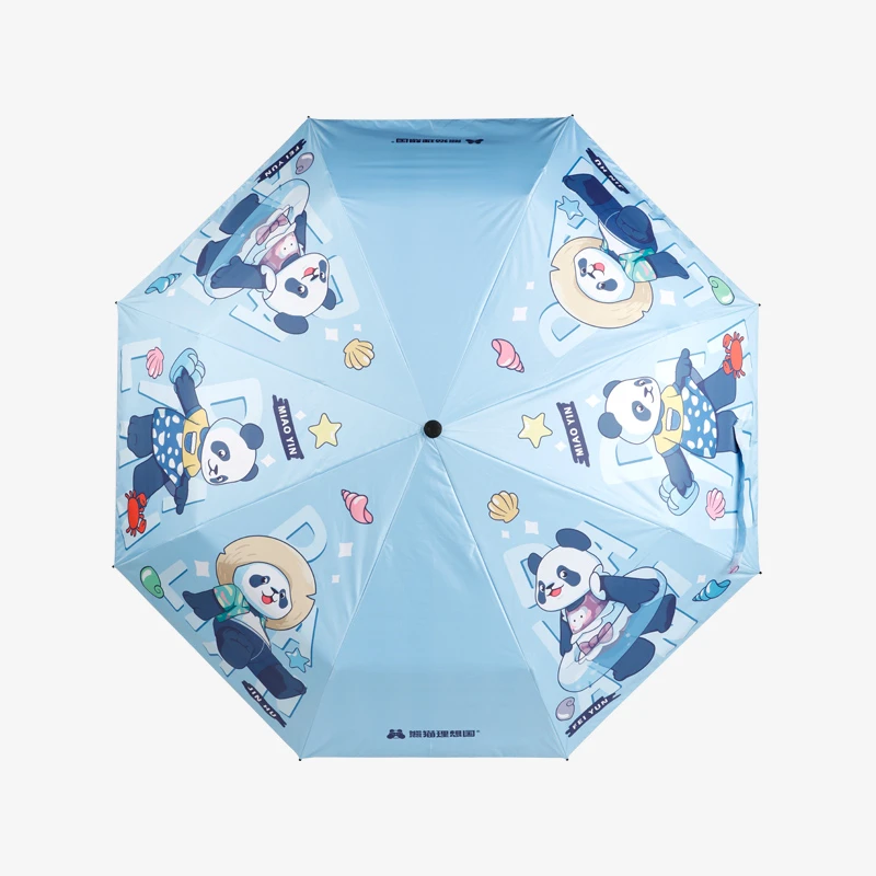 金虎飞云妙音夏季遮阳伞熊猫三宝防晒伞可爱卡通国潮黑胶晴雨伞
