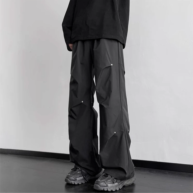 传奇保罗冲锋裤男春秋季美式机能降落伞裤宽松直筒阔腿休闲工装男