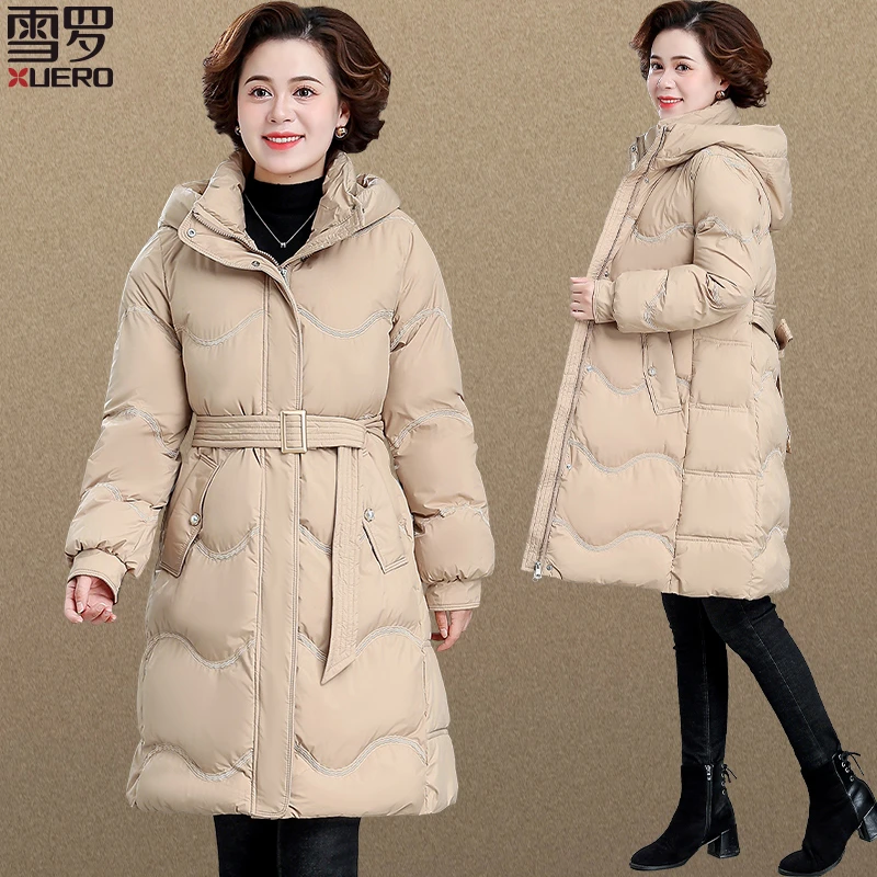 中年妈妈冬装外套中长款新款收腰显瘦中老年人女秋冬棉衣服