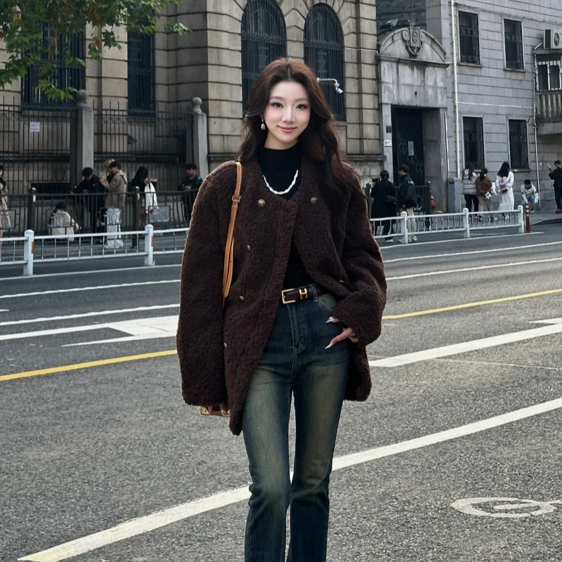 【软糯塌塌毛外套】高级感慵懒风气质百搭显瘦中长款外套76509