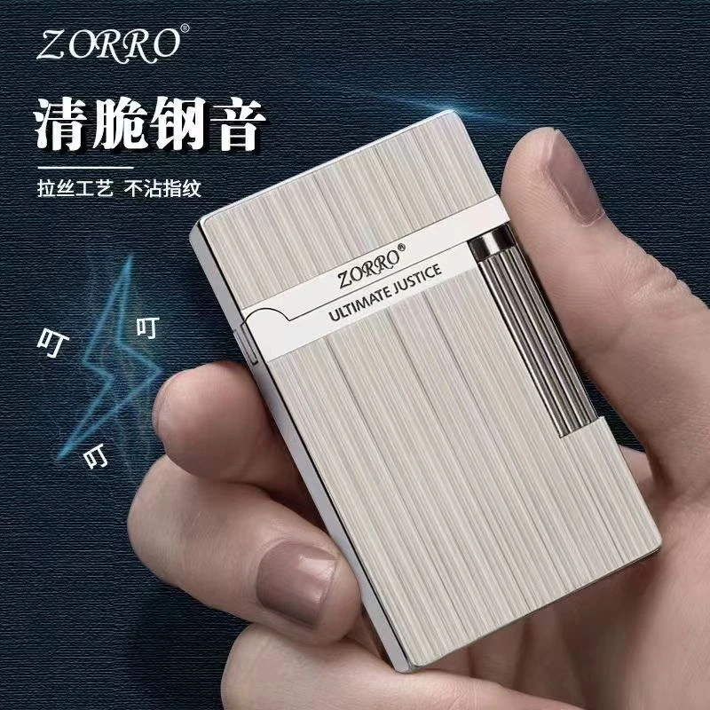 正版佐罗清脆朗声打火机超薄煤油侧滑点火钢音创意高档男士礼物