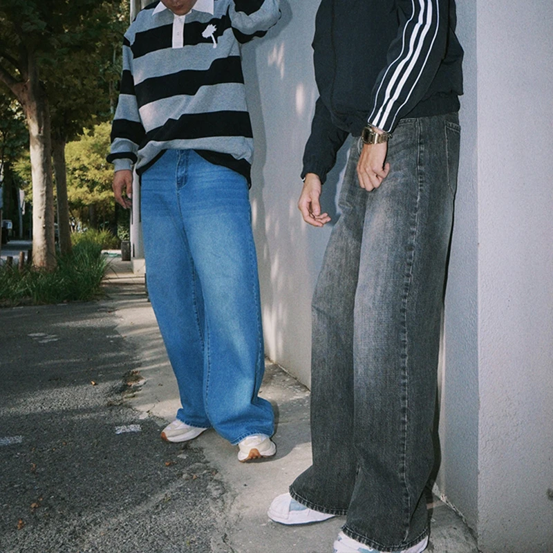 UNSHACKLED潮牌美式宽松牛仔裤男直筒简约水洗休闲男裤杨政原创