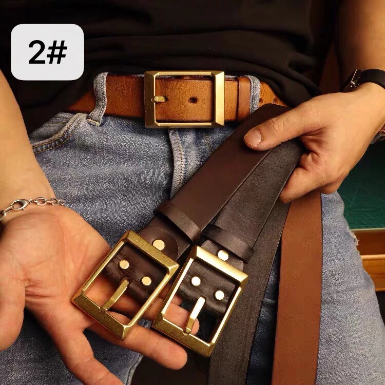 男士真皮复古牛皮休闲百搭实心裤腰带皮带铜扣做旧