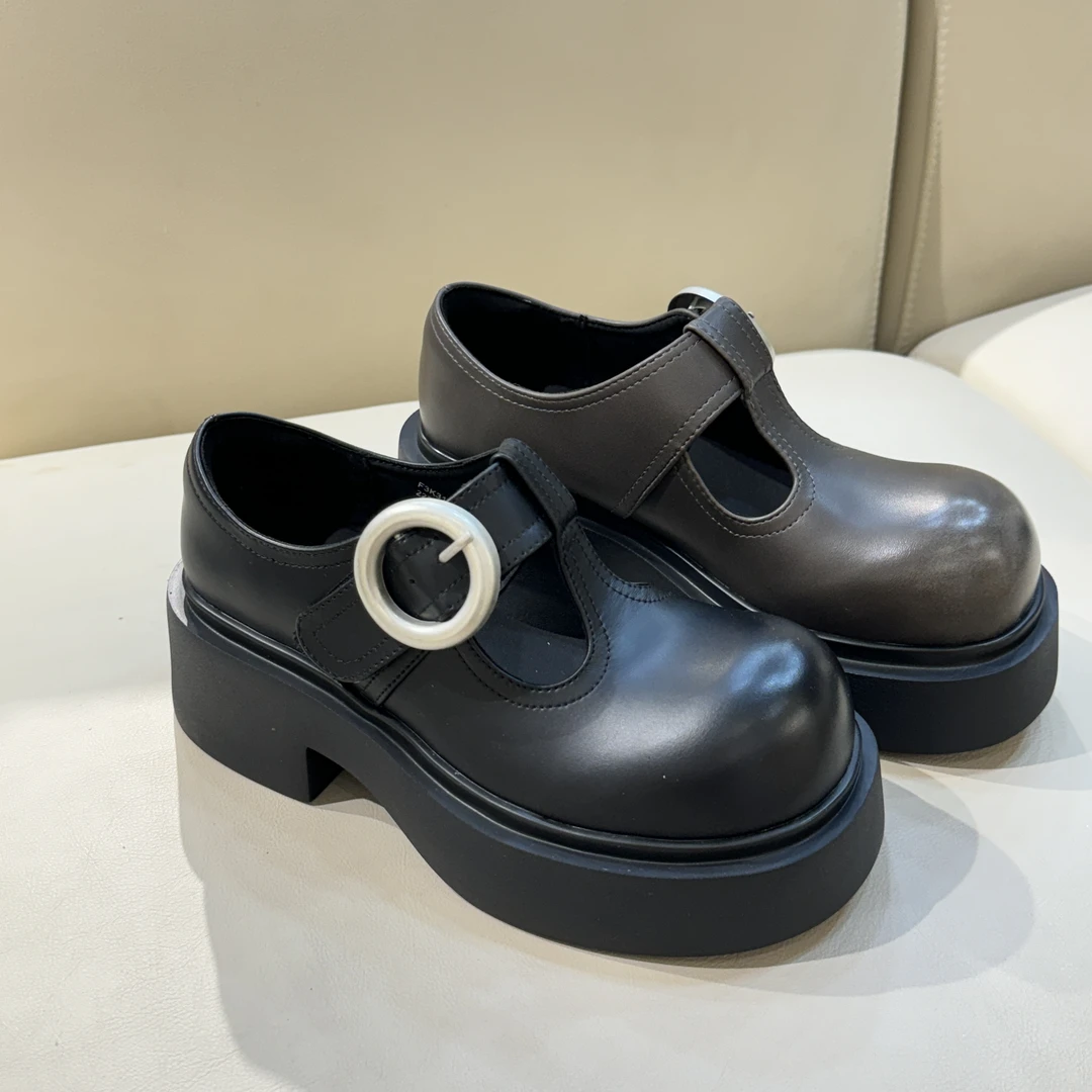 【觅而】早秋玛丽珍厚底魔术贴增高乐福鞋3179