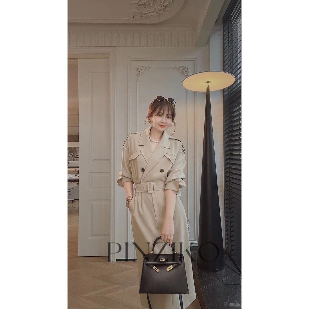 【年终宠粉大促】【PINZIKO】莉娅~小众设计感优雅气质风衣裙TJA412