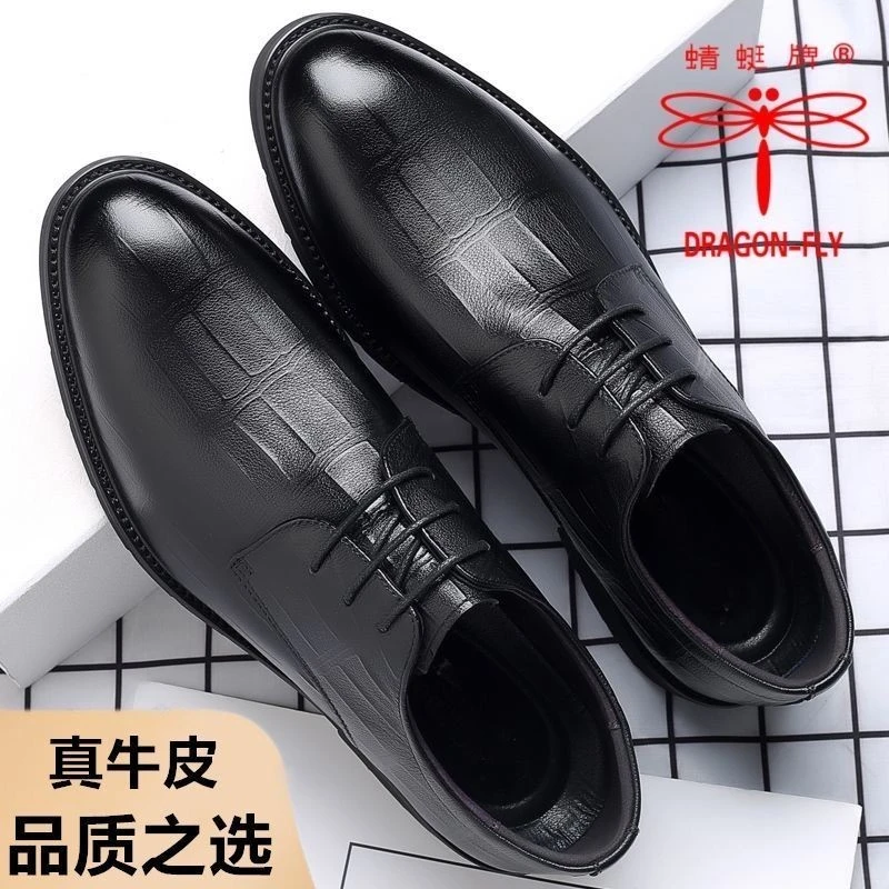 蜻蜓牌男鞋2024秋冬新款商务正装休闲皮鞋男士英伦尖头上班结婚鞋