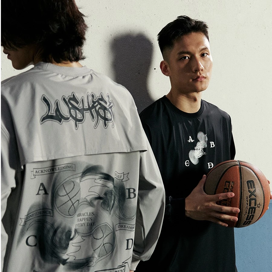 LUSHISI[漩涡]主题印花分段式设计抽绳轻薄防风户外运动风衣长袖