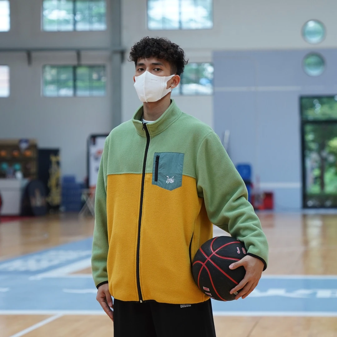 LUSHISI[拼接]冬季保暖防风防寒双面摇粒绒拉链口袋短款外套情侣