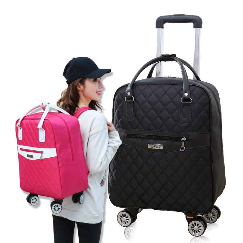 旅游行李包带轮登机包大容量万向轮拉杆包轻便短途外出双肩包