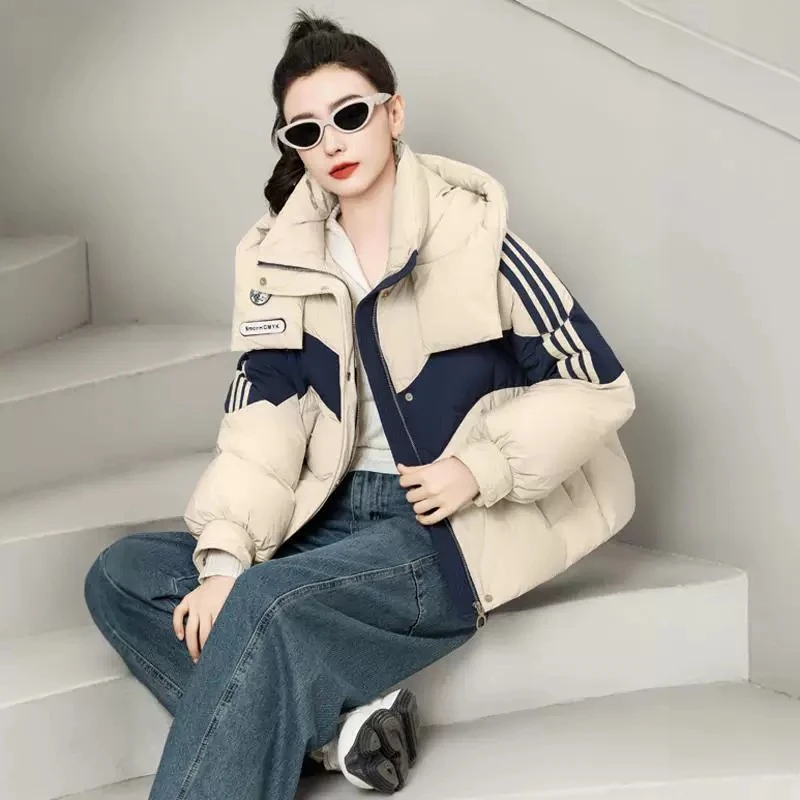 薄荷鸭小面包羽绒服短款时尚连帽韩版冬季秋冬百搭撞色休闲潮流