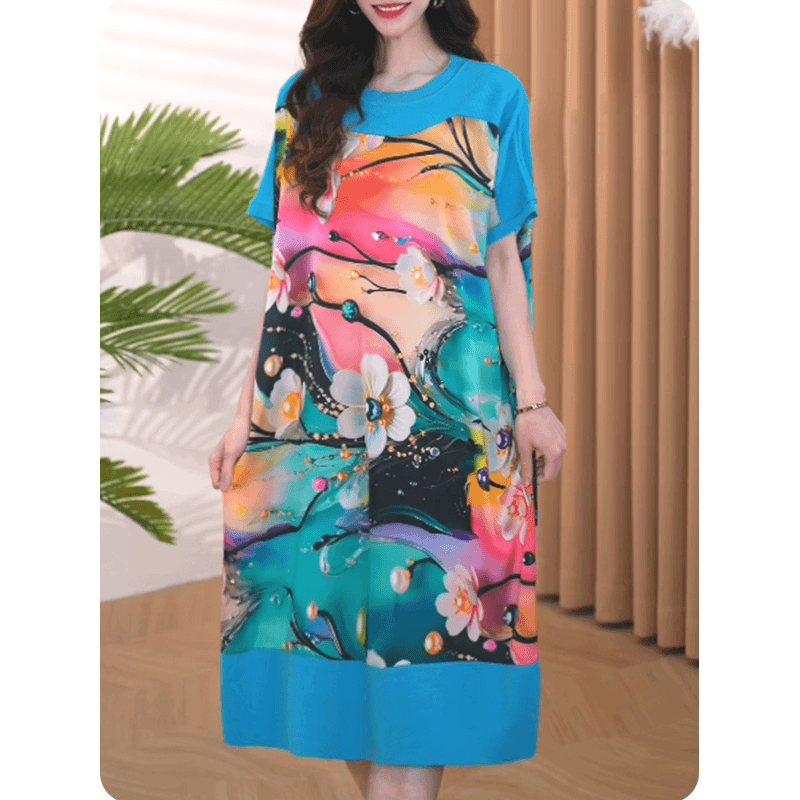 [DF]珍珠新品女士宽松连衣裙中长款休闲女装24L165273