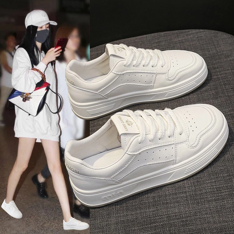 2025春季透气德训皮面平底轻便休闲小白鞋女夏季新款百搭清爽板鞋