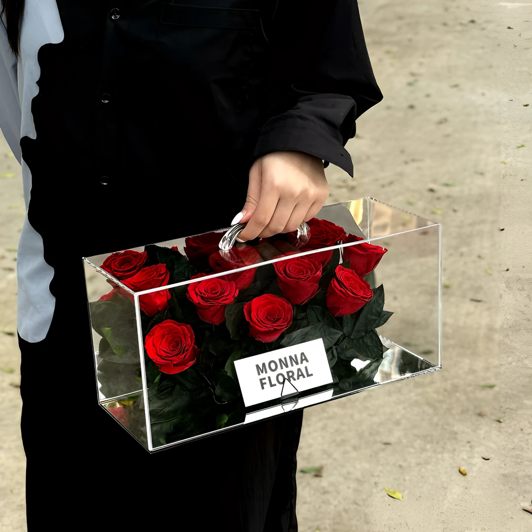 「蒙纳」母亲节奢华礼永生花玫瑰玻璃礼盒情人节礼物女朋友爱情好礼