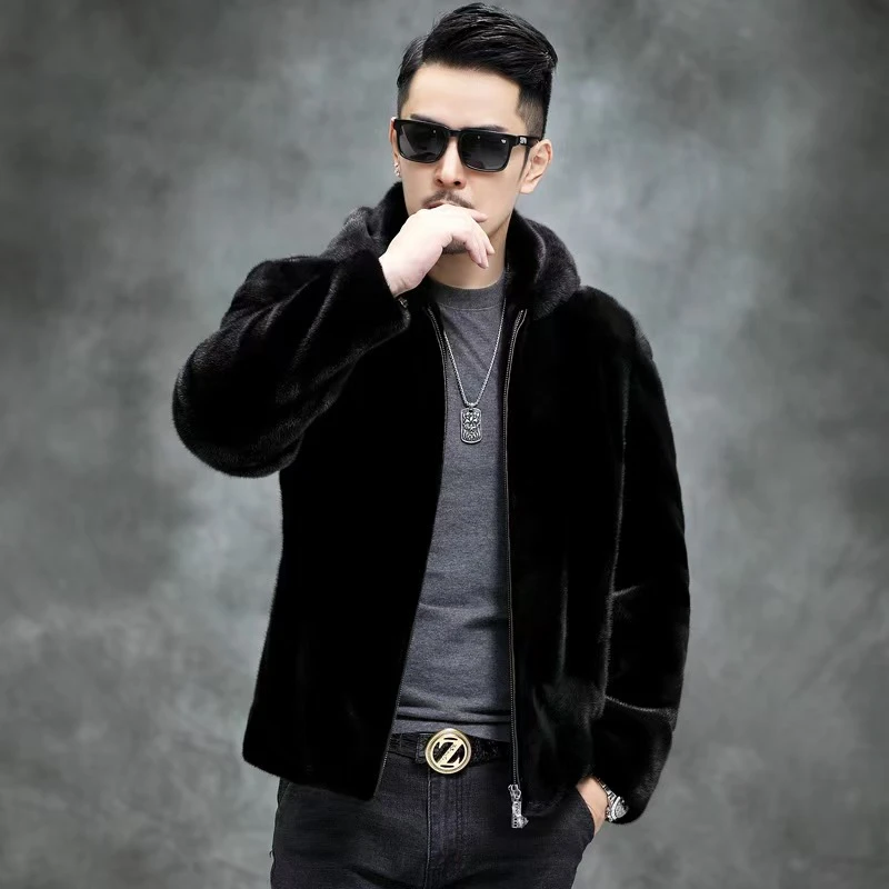 【双凤专柜】海宁男士秋冬款外套男装帽子翻领款时尚休闲男夹克外套
