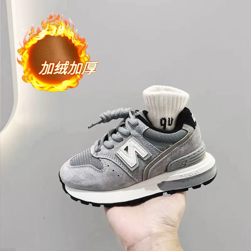 儿童阿甘鞋2024冬男童加绒保暖运动鞋女童老爹鞋中大童百搭休闲鞋