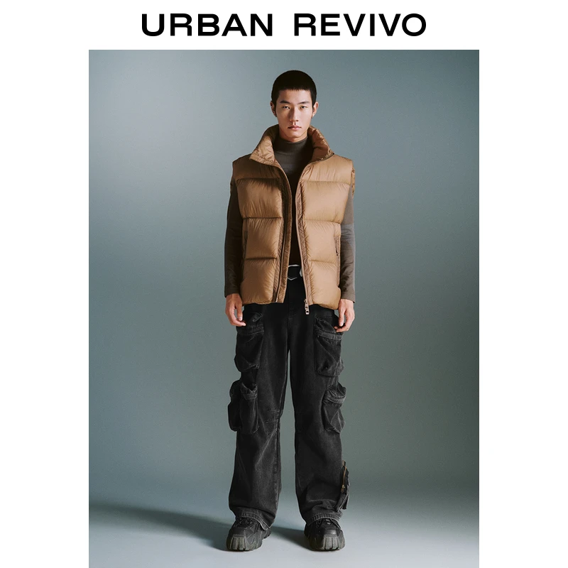 UR2024冬季新款男装雅丹风双拉链立领超宽松羽绒服UMV140036
