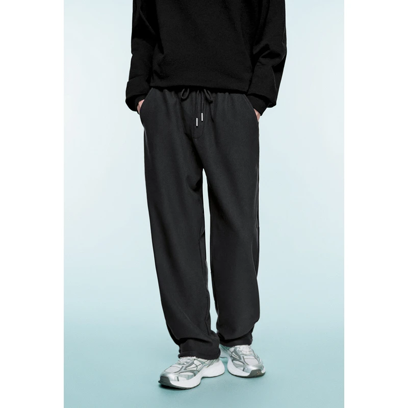 UR秋冬新款龙年穿搭时尚百搭宽松紧腰抽绳加绒直筒长裤UMV630043