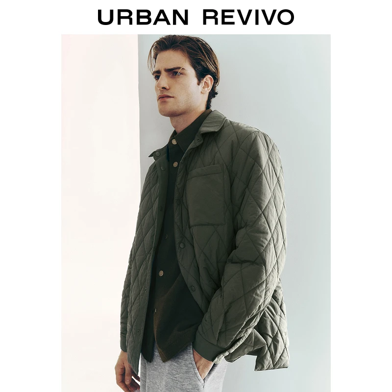 UR2024冬季新款男时尚单排扣双面穿落肩翻领棉服UMU140035