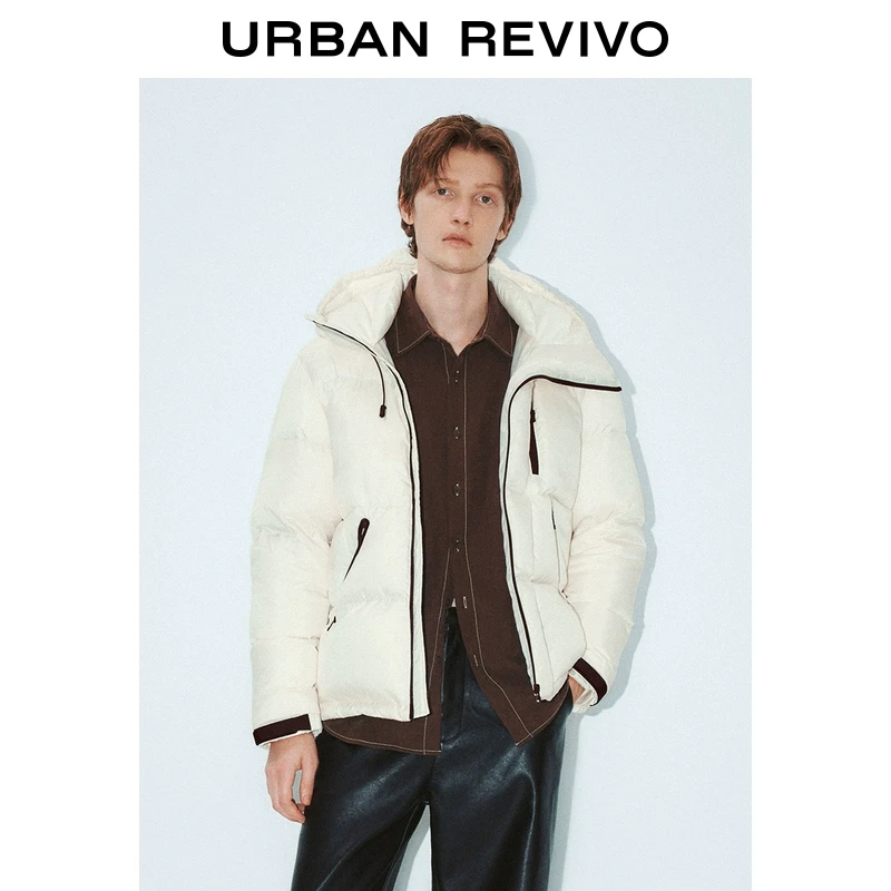 UR男装时尚宽松休闲撞色连帽羽绒服UMF140054