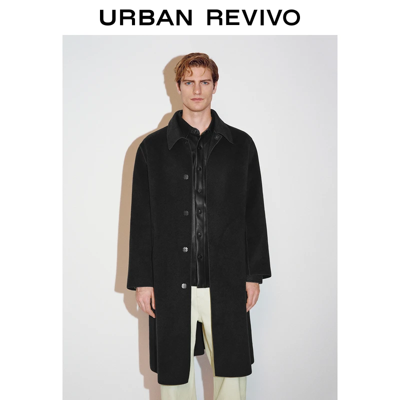 UR2024冬季新款男装时尚轻熟风插兜宽松大衣外套UMF140068