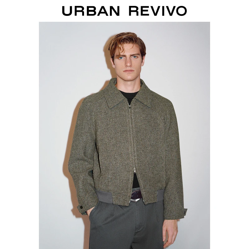 UR2024秋冬新款男装雅丹风肌理感插肩袖宽松外套UMF140069