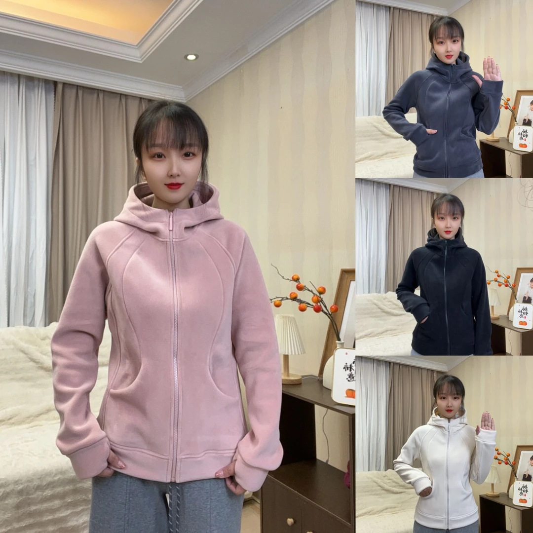 防风保暖奥粒绒外套女秋冬加厚双面绒立体修身连帽内胆长袖卫衣