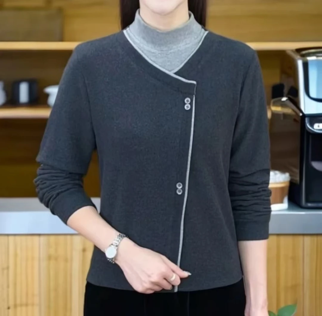 秋冬百搭双面德绒打底衫遮肉显瘦减龄洋气气质质感设计感休闲836