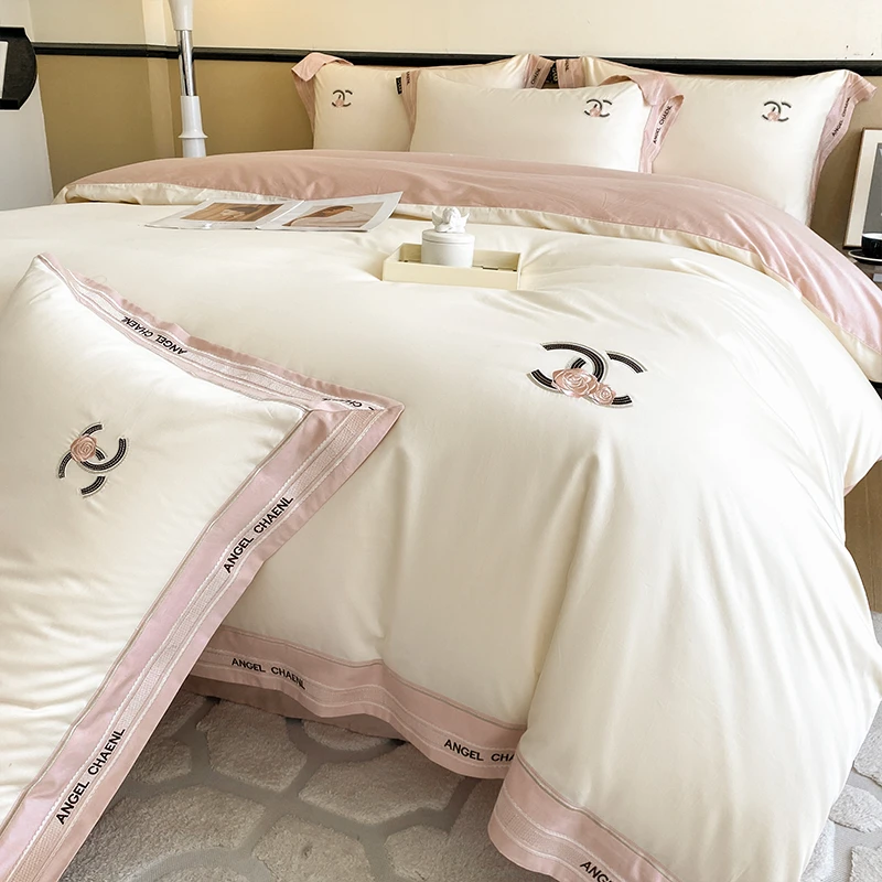 A类180支长绒棉四件套母婴级全棉纯棉100%床单被套轻奢风床上用品