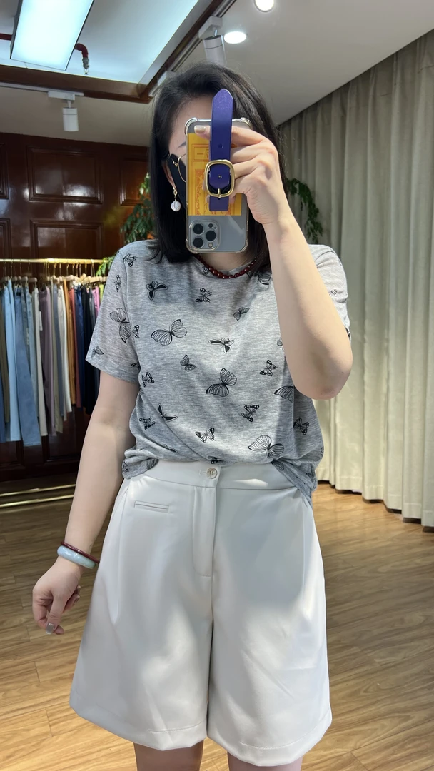 X93105休闲老钱风宽松褶裥休闲五分短裤