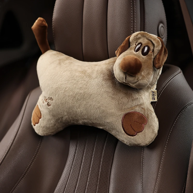 泥巴狗汽车头枕座椅车载护颈枕创意女生内饰卡通可爱装饰用品大全