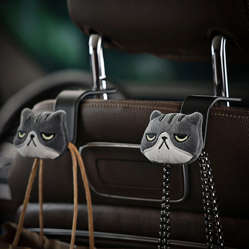 创意小猫汽车挂钩女可爱卡通座椅背通用挂勾一对车内装饰用品大全