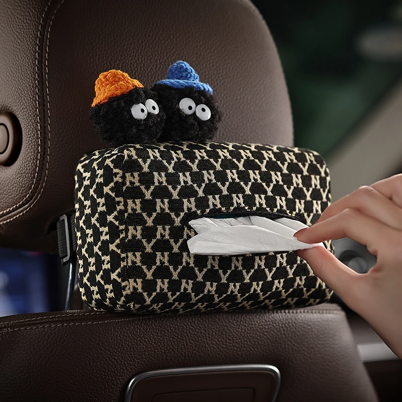 黑煤球车载纸巾盒卡通可爱汽车抽纸盒女内饰装饰用品车内好物大全