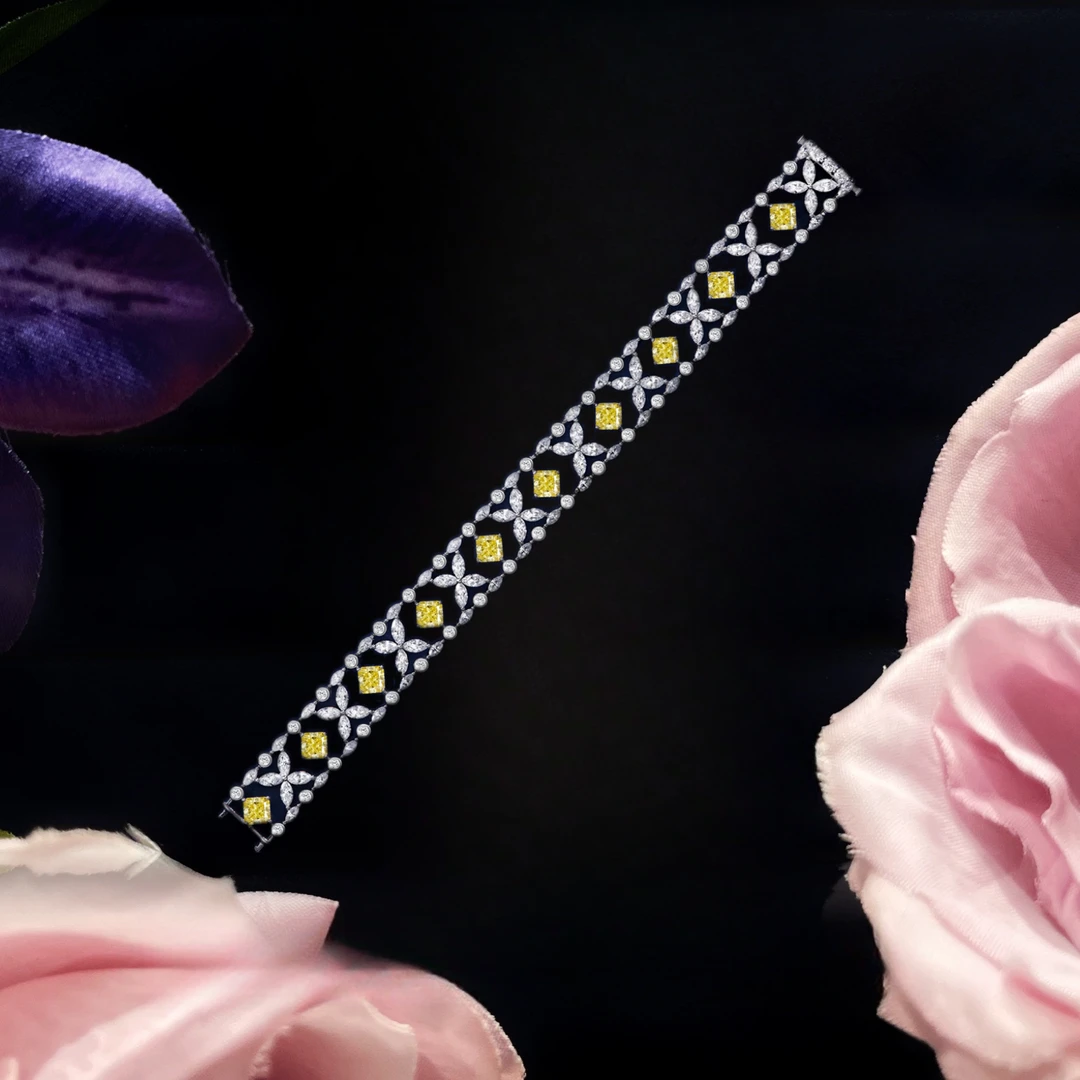 925银合成锆石手链 B2983【盛宴】2023新款宫廷风镂空手链15-19cm