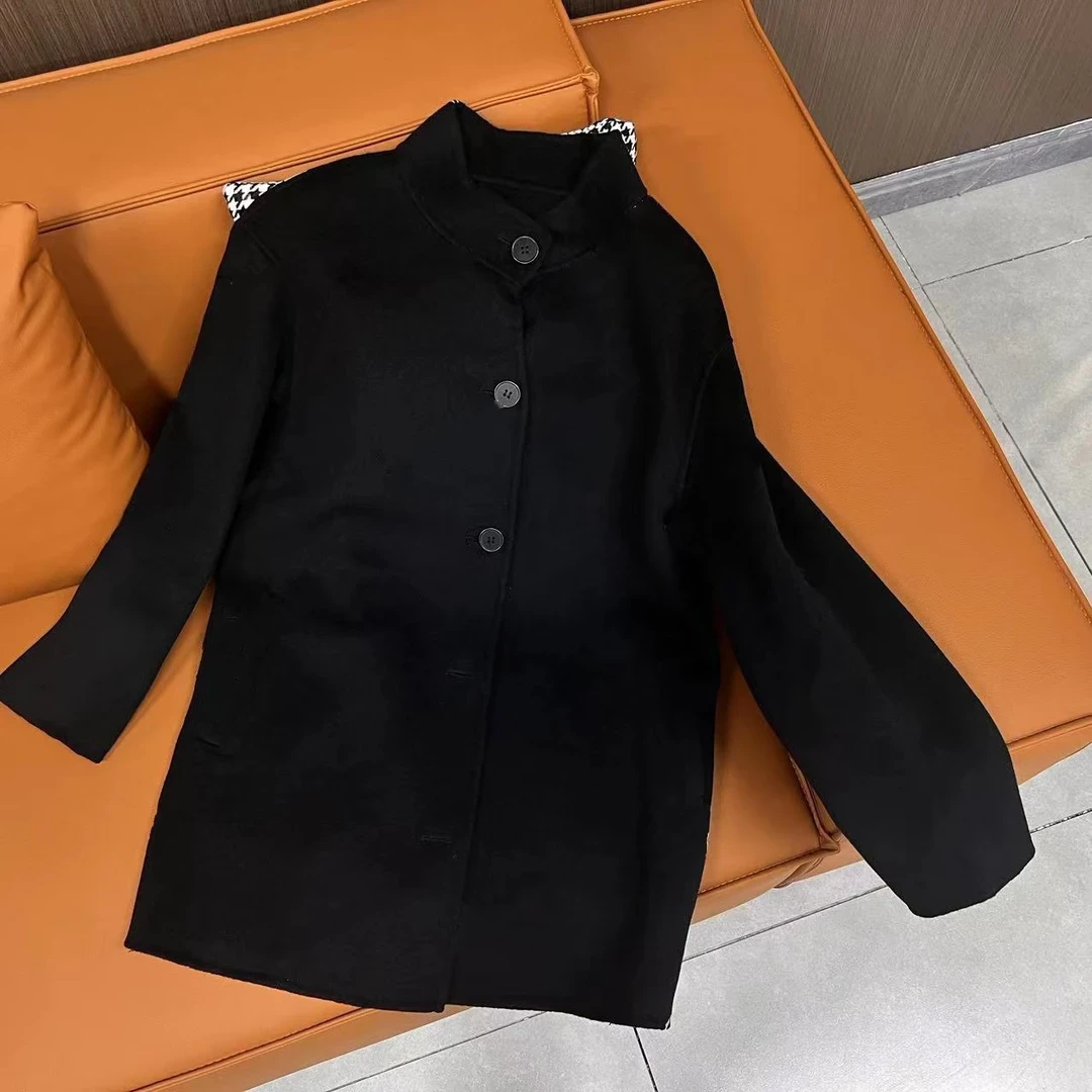 【静姐宠粉】品牌撤柜气质显瘦休闲百搭字母毛呢大衣A009 K336