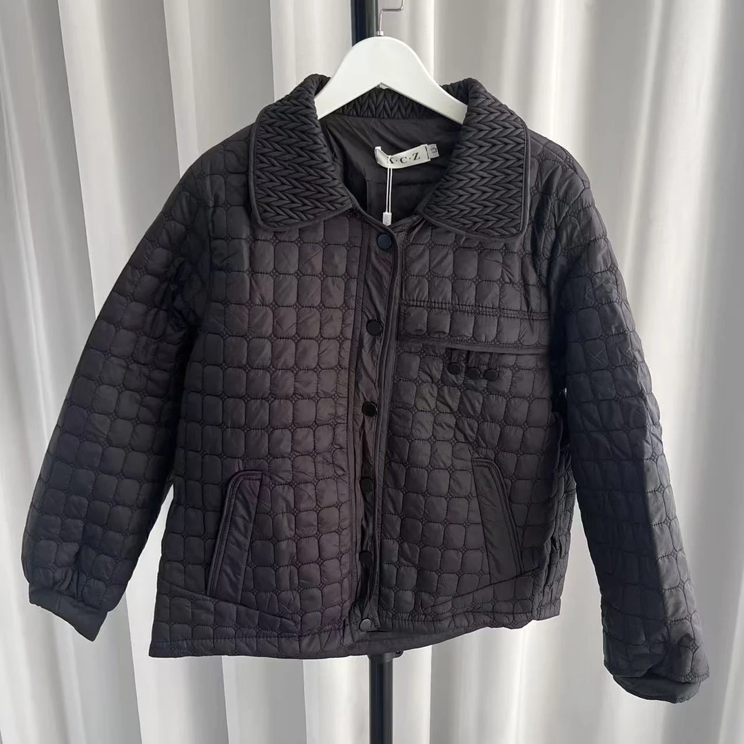 【静姐宠粉】黑色短款小个子轻薄保暖棉衣韩版宽松小香风外套A159