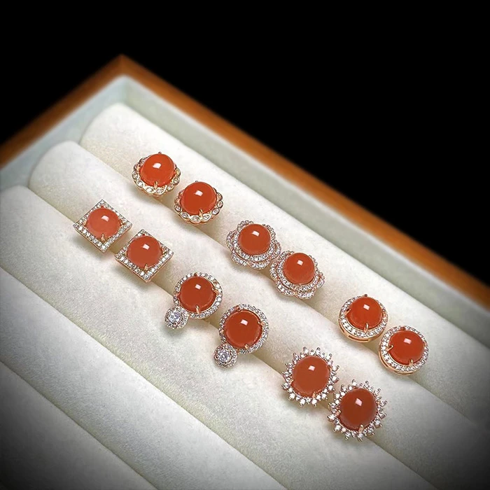 2006/南红原矿无注胶 精美轻奢冰红耳饰（多样性发货 发一件）