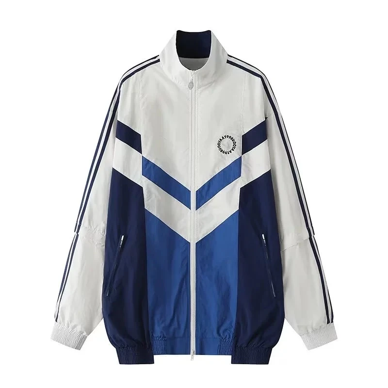 【349】｜U｜时尚休闲学院风运动宽松外套夹克拼色上衣